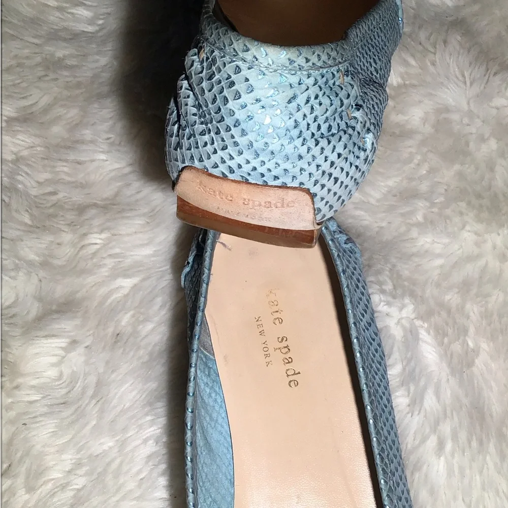 kate spade Light Blue Textured Leather Loafers